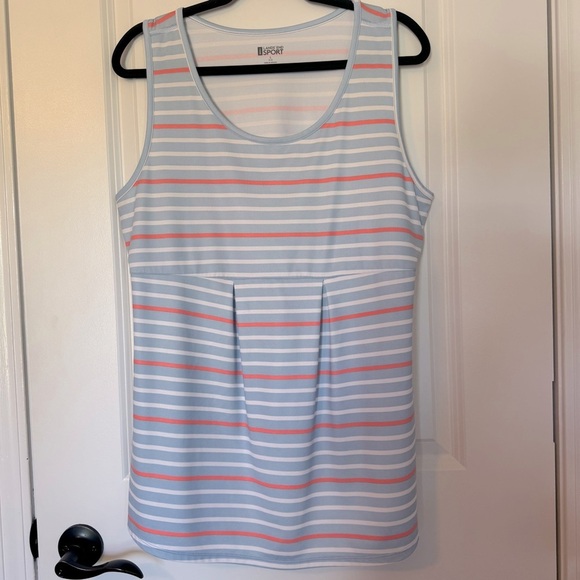 New Lands' End Sport Striped Womens Activewear Large Tank Top in Blue and Orange - Picture 1 of 6
